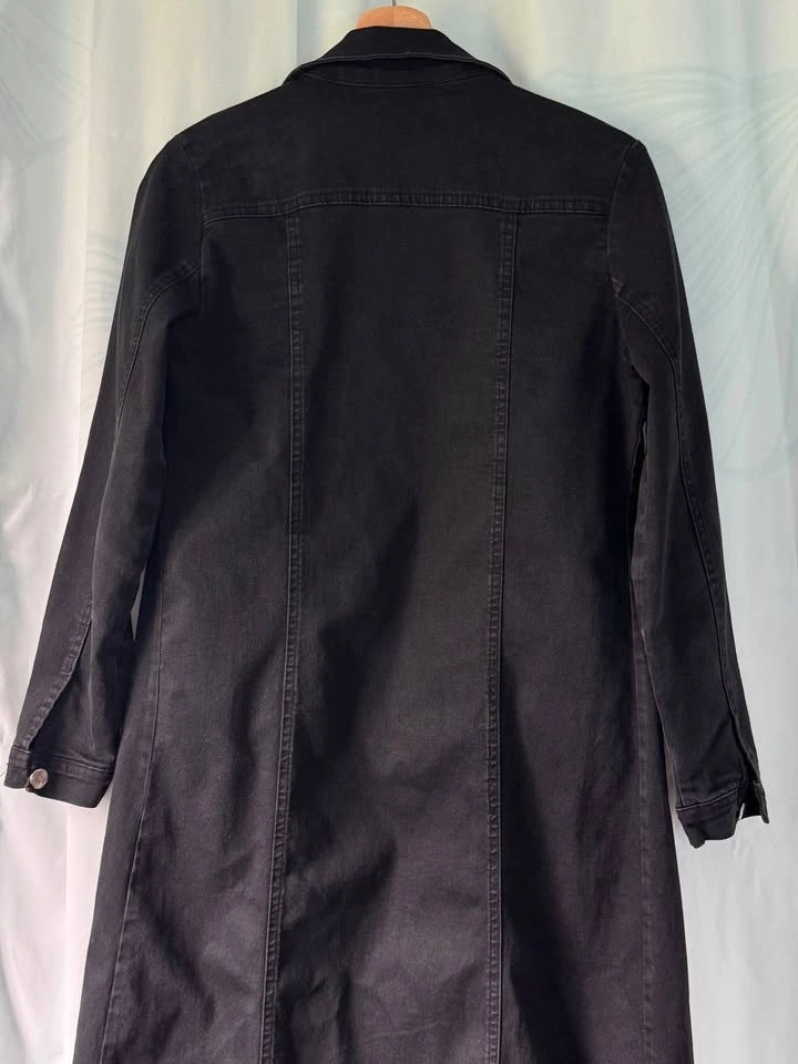 Women’s Black Long Denim Jacket Size Small - photo 5