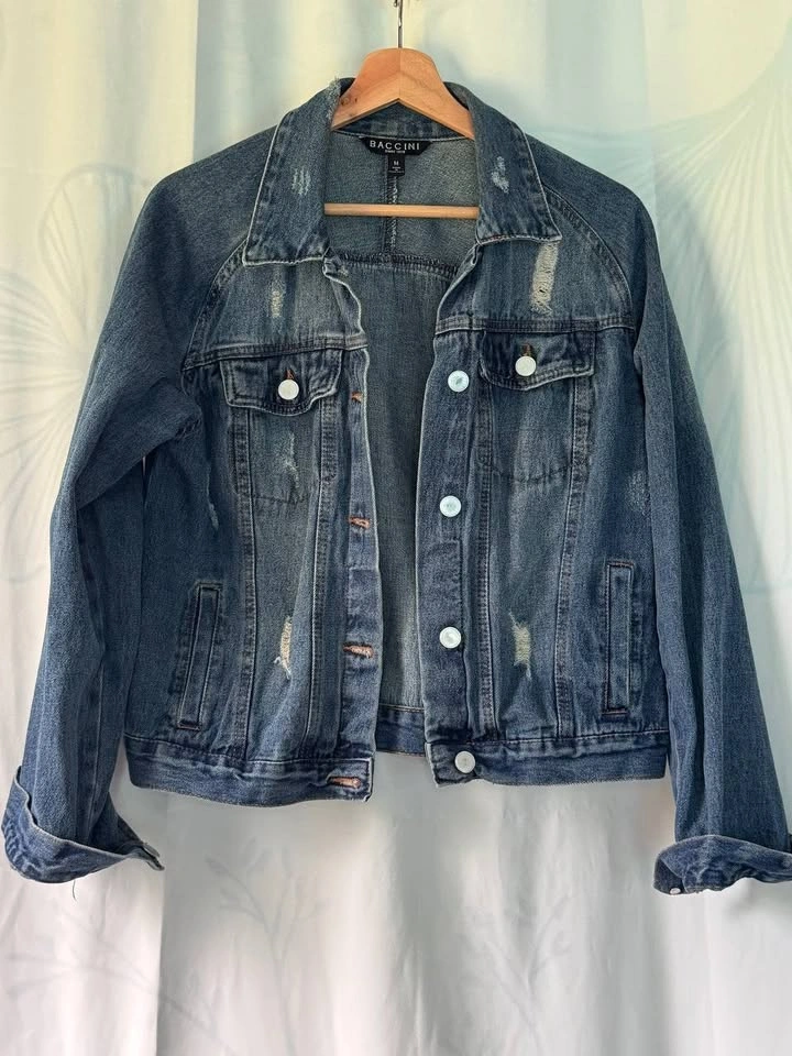 Baccini Denim Jean Jacket Size Medium Button Down - photo 3