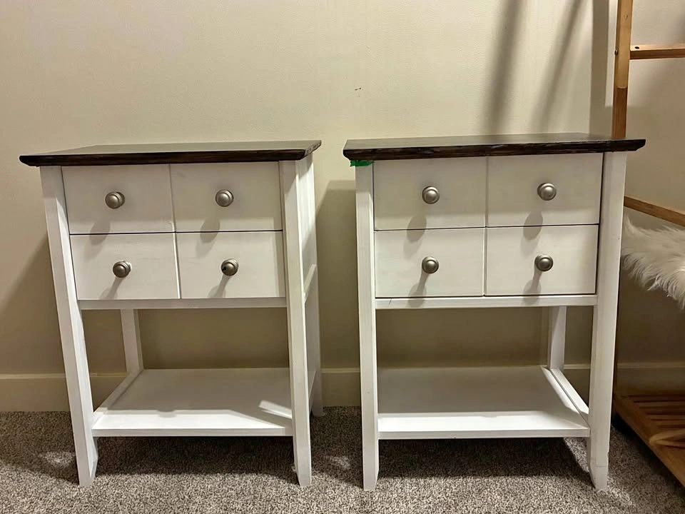 Set of 2 End Tables with 2 Drawers Each