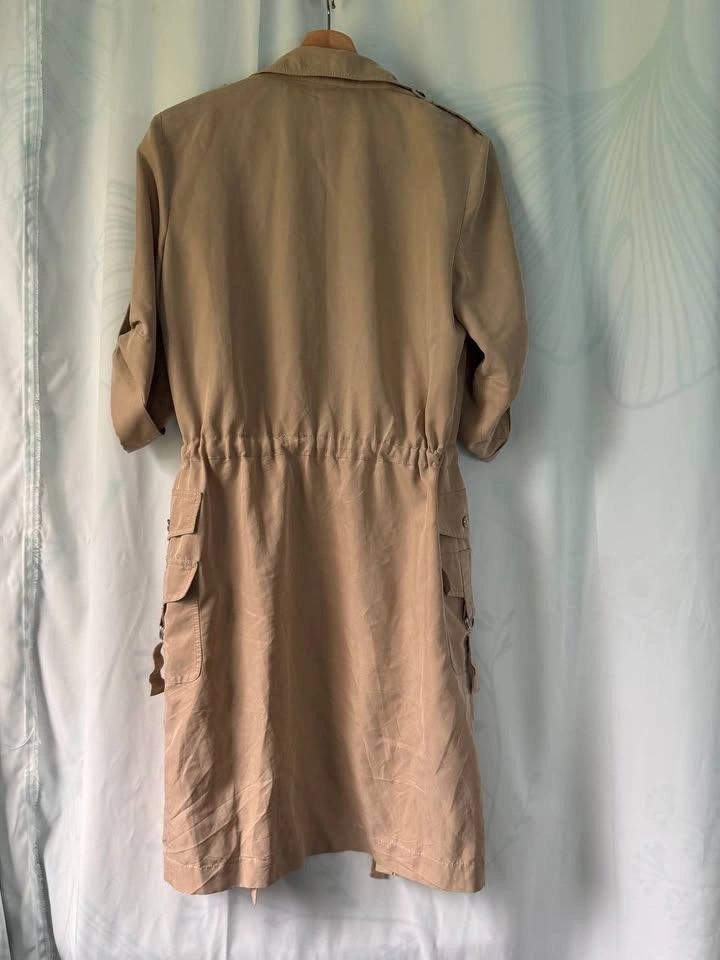 Calvin Klein Khaki Utility Cargo Shirt Dress. Pockets. Button Sl - photo 5