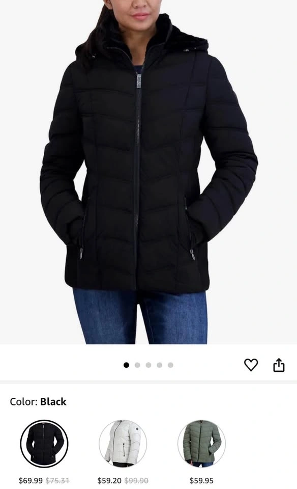 XS Nautica Women's Stretch Puffer Detachable Hood Jacket - photo 3