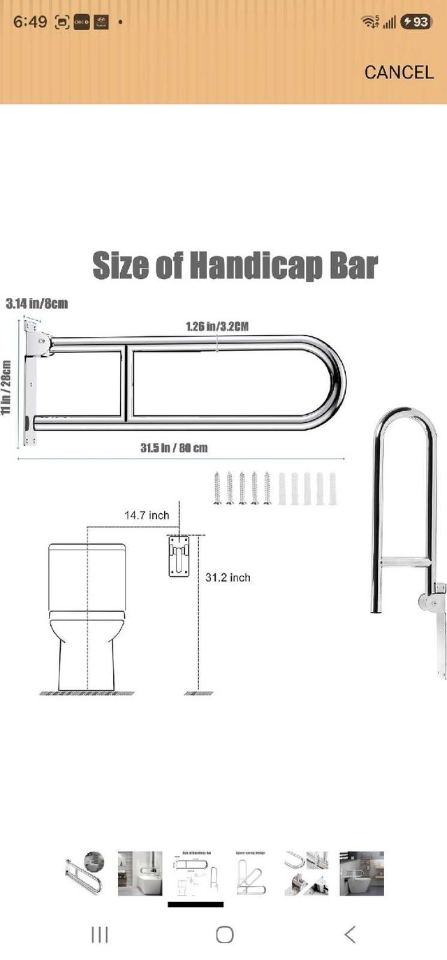 31.5“ Foldable Toilet Grab Bar - photo 3