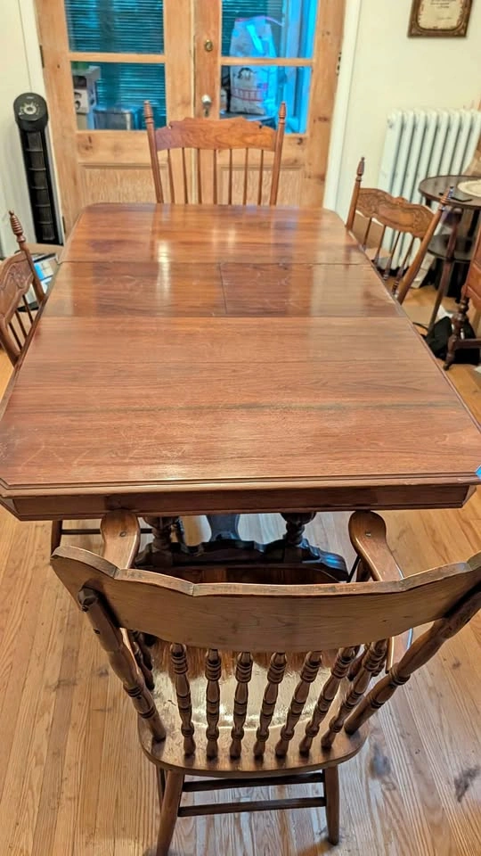 Antique dining room table and chairs