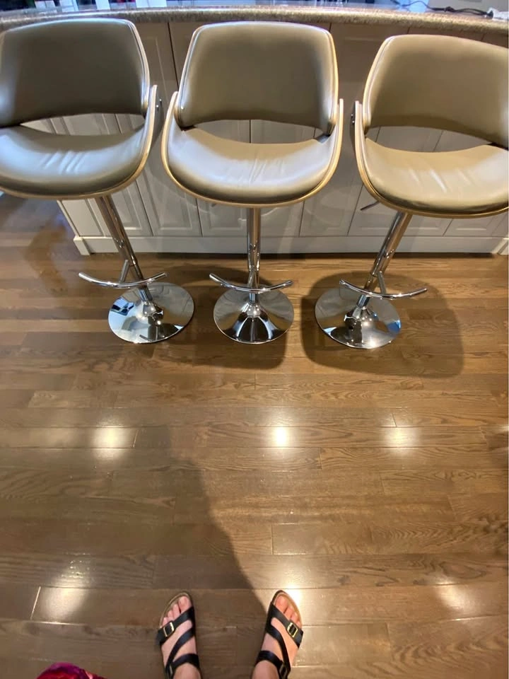 Bar stools - Grey vinyl seats, chrome base