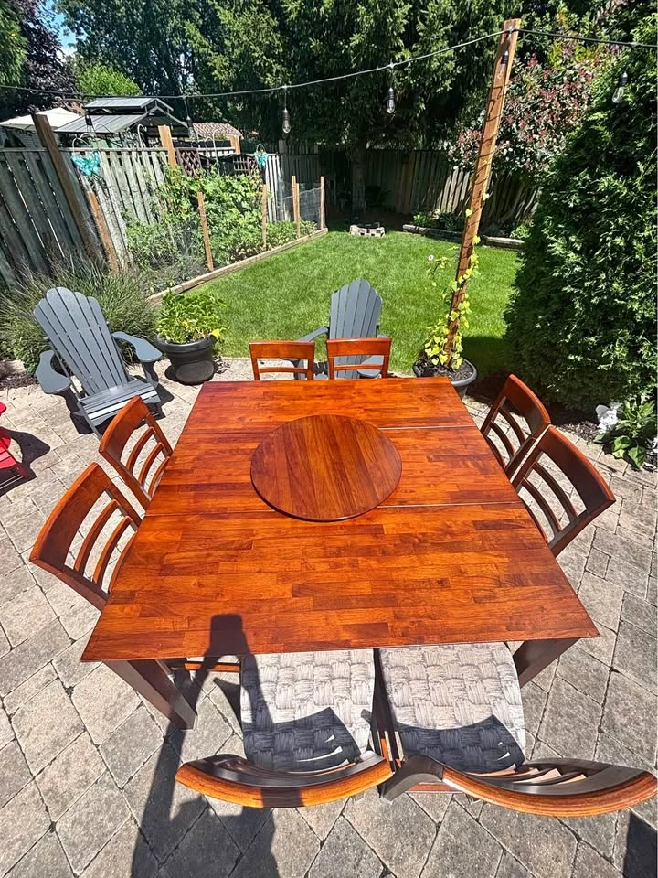 Dining set - square table 8 chairs, cocktail height