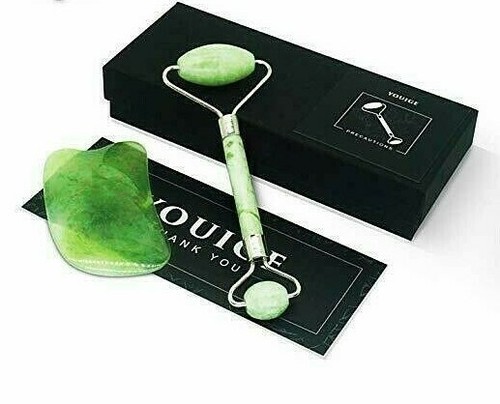 Natural Jade Roller with Gua Sha Lymphatic Drainage Tool
