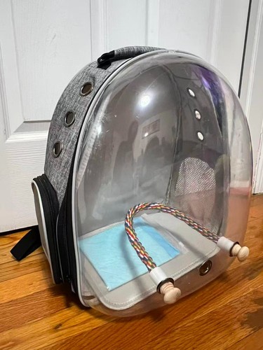 Bird Backpack Carrier with Perch, Portable Bird Travel Cage
