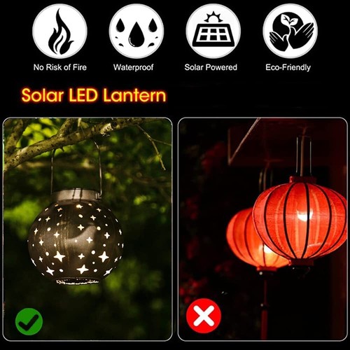 Outdoor Solar Lantern Hanging Garden Lamp Metal - photo 3