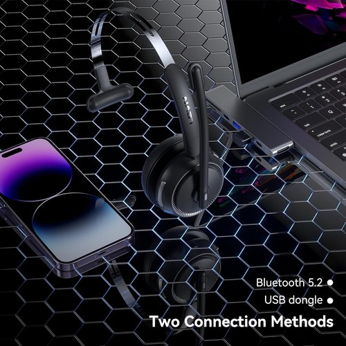 Wireless Headset with Mic for Work, Bluetooth Noise Cancelling - photo 5