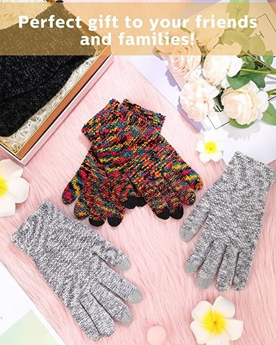 6 Pairs Women's Winter Chenille Cable Knit Touchscreen Gloves - photo 2