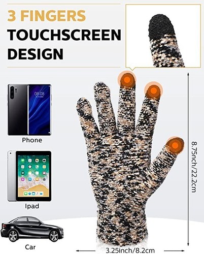 6 Pairs Women's Winter Chenille Cable Knit Touchscreen Gloves - photo 3