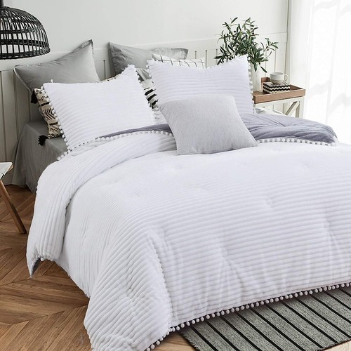 3PC Queen Comforter Set - Ultra Soft Sherpa Fleece 90x90