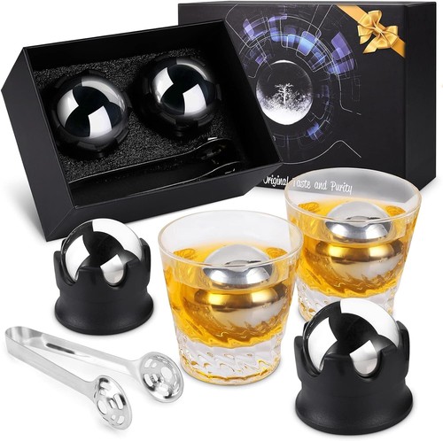 Whiskey Ice Sphere, 2pk Large Stainless Steel Whiskey Balls