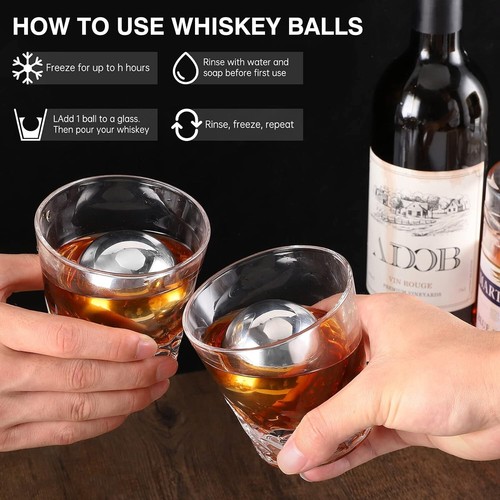 Whiskey Ice Sphere, 2pk Large Stainless Steel Whiskey Balls - photo 2