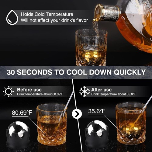 Whiskey Ice Sphere, 2pk Large Stainless Steel Whiskey Balls - photo 5