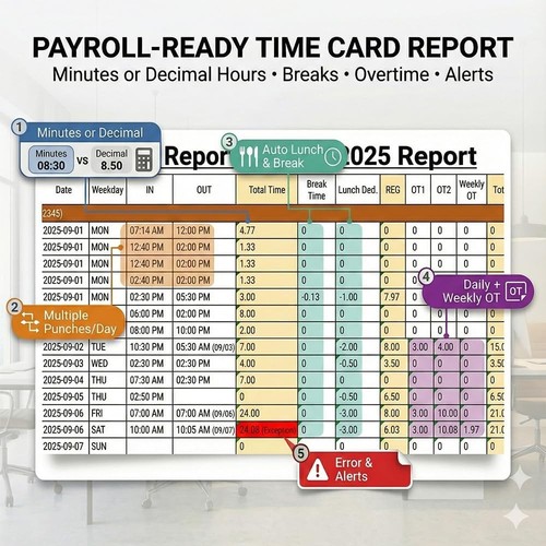 Time Clock System: App Control, Fingerprint & IC Cards - photo 4