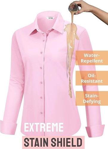 Women's Stain-Resistant Wrinkle-Free Long Sleeve Blouse Small - photo 3