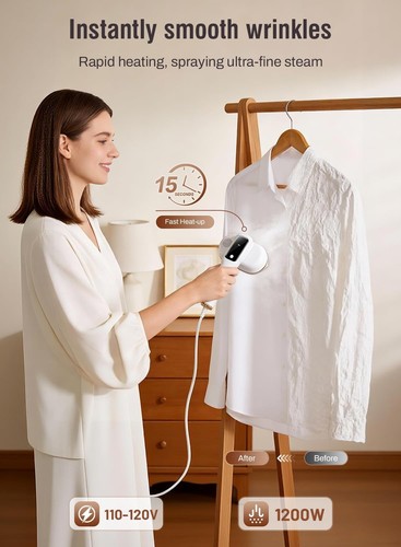 2-in-1 Handheld Garment Steamer & Iron 1200W Portable - photo 3