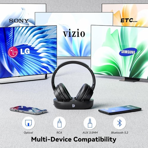 Wireless TV Headphones with Transmitter Charging Base - photo 2