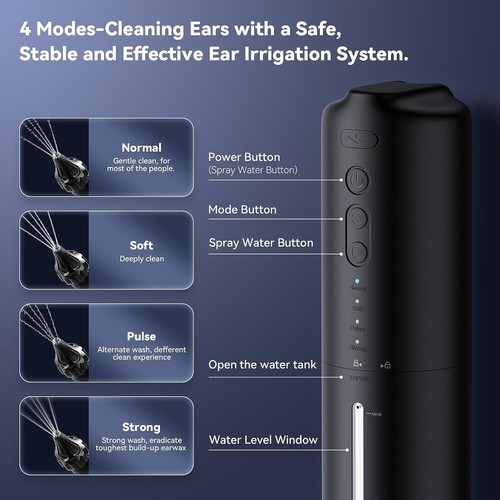 Water Powered Ear Cleaner Ear Wax Removal Kit USB Rechargeable - photo 3