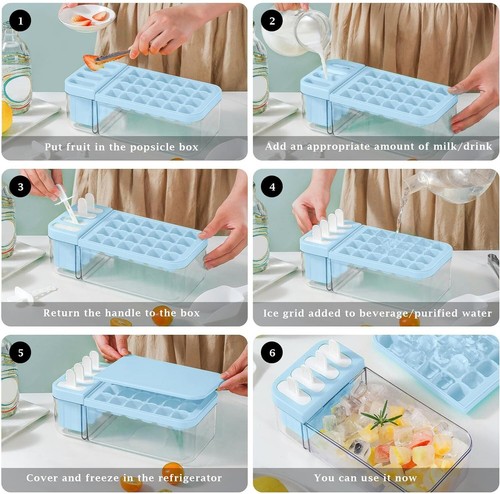 Ice Cube Tray with Lid, Bin, and Popsicle Mould Set - photo 4