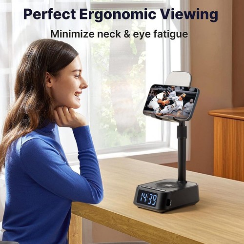 3-in-1 Adjustable Phone Stand with Bluetooth Speaker & Clock - photo 5