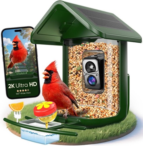 Smart Bird Feeder Camera 2K HD Solar Powered