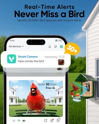Smart Bird Feeder Camera 2K HD Solar Powered - photo 3