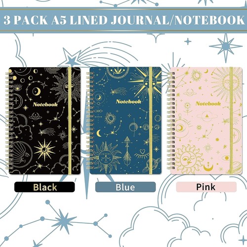 3 Pack A5 Lined Spiral Notebooks - 6.3" x 8.3" - photo 3