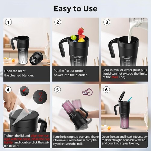 Portable Blender for Shakes and Smoothies, 16 Oz - photo 5