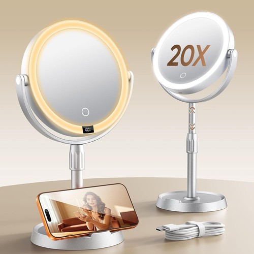 7" ABS Lighted Makeup Mirror, 1X/20X Magnifying with Lights
