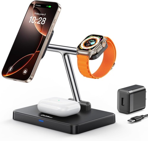 DUMTERR 3-in-1 Foldable Wireless Charging Station for Apple
