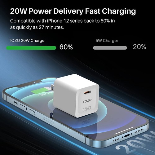 TOZO C1 USB C 20W PD Power Adapter Fast Wall Charger - photo 4