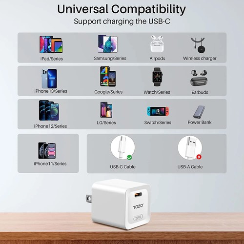 TOZO C1 USB C 20W PD Power Adapter Fast Wall Charger - photo 5