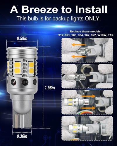 921 LED Reverse Light Bulb Back Up Lamp Super Bright T15 - photo 3