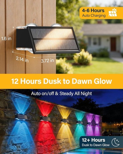 Solar Fence Lights Outdoor, 10 Pack 100LM - photo 3