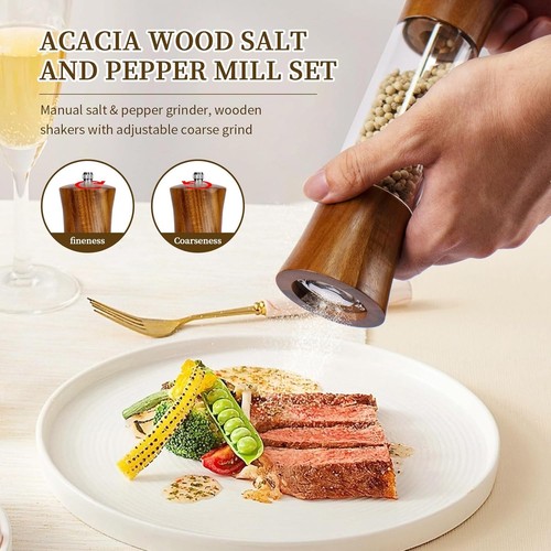 Acacia Wood Premium Acrylic Salt and Pepper Grinder Set 8 Inch - photo 5