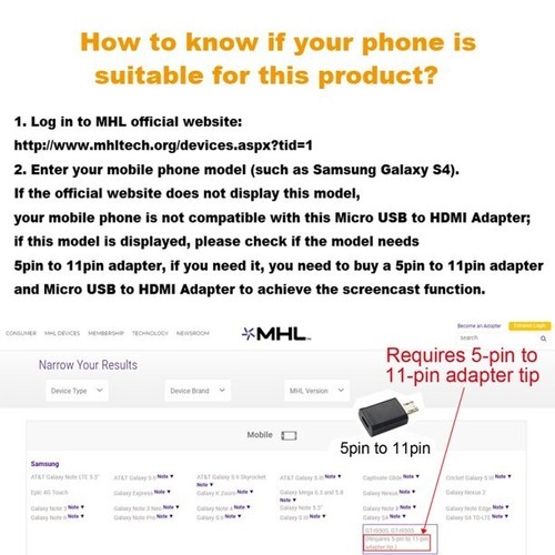 Micro USB to HDMI Adapter, 1080p MHL Adapter Cable - photo 2