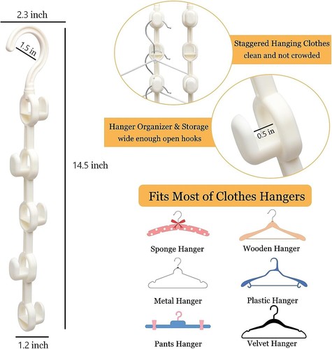 10 Pack Closet Organizer, Clothes Hanger for Dorm Storage - photo 2