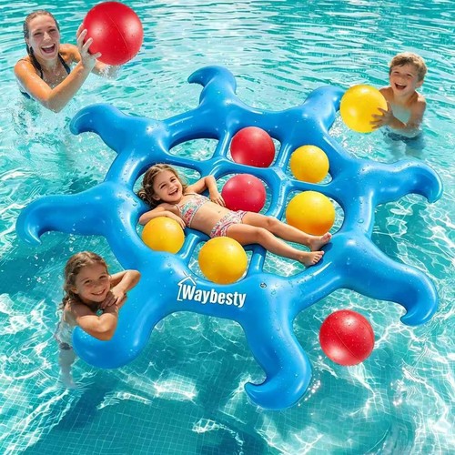 Pool Toys Game - Tic Tac Toe Inflatable with 10 Balls