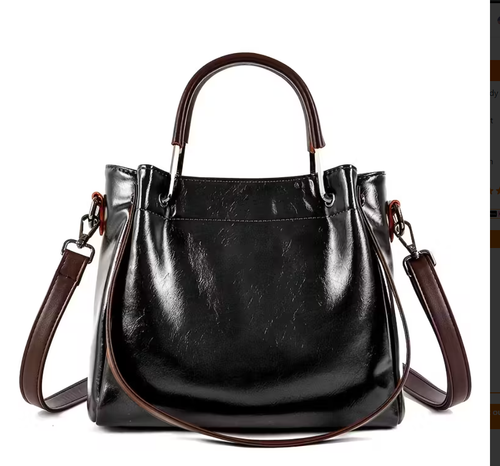 Women's Vintage-Style Burgundy Synthetic Leather Tote Bag