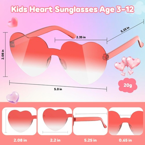 24 Pack Heart Sunglasses for Kids Valentine's Day Party - photo 2