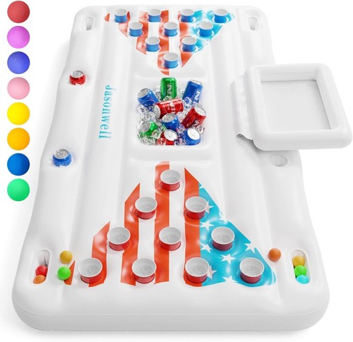 Jasonwell Beer Pong Pool Float - Inflatable Pool Table