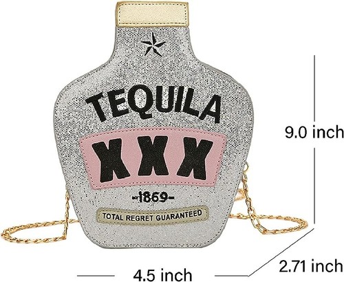 Women Cute Sequins Tequila Bottle Shaped Crossbody Bag - photo 2