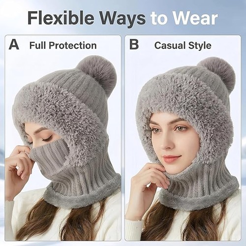 3 in 1 Women's Beanie Hat, Scarf, and Mask Set - photo 4