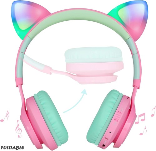 Cat Ear Bluetooth Headphones, LED Light Up Wireless - photo 2