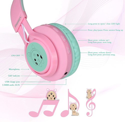Cat Ear Bluetooth Headphones, LED Light Up Wireless - photo 5