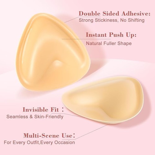 Double Sided Sticky Push Up Bra Inserts, Reusable Pads - photo 2