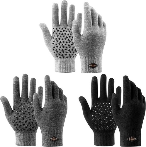 3 Pairs Winter Gloves for Men Women Warm Knit Touch Screen