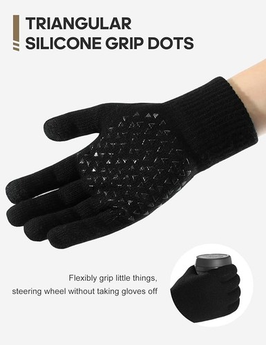 3 Pairs Winter Gloves for Men Women Warm Knit Touch Screen - photo 3